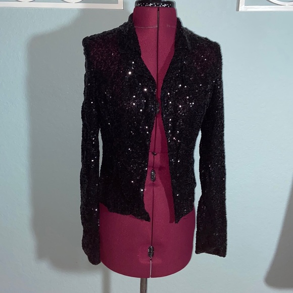 AIDAN MATTOX Sequin long sleeve open jacket - Picture 1 of 9